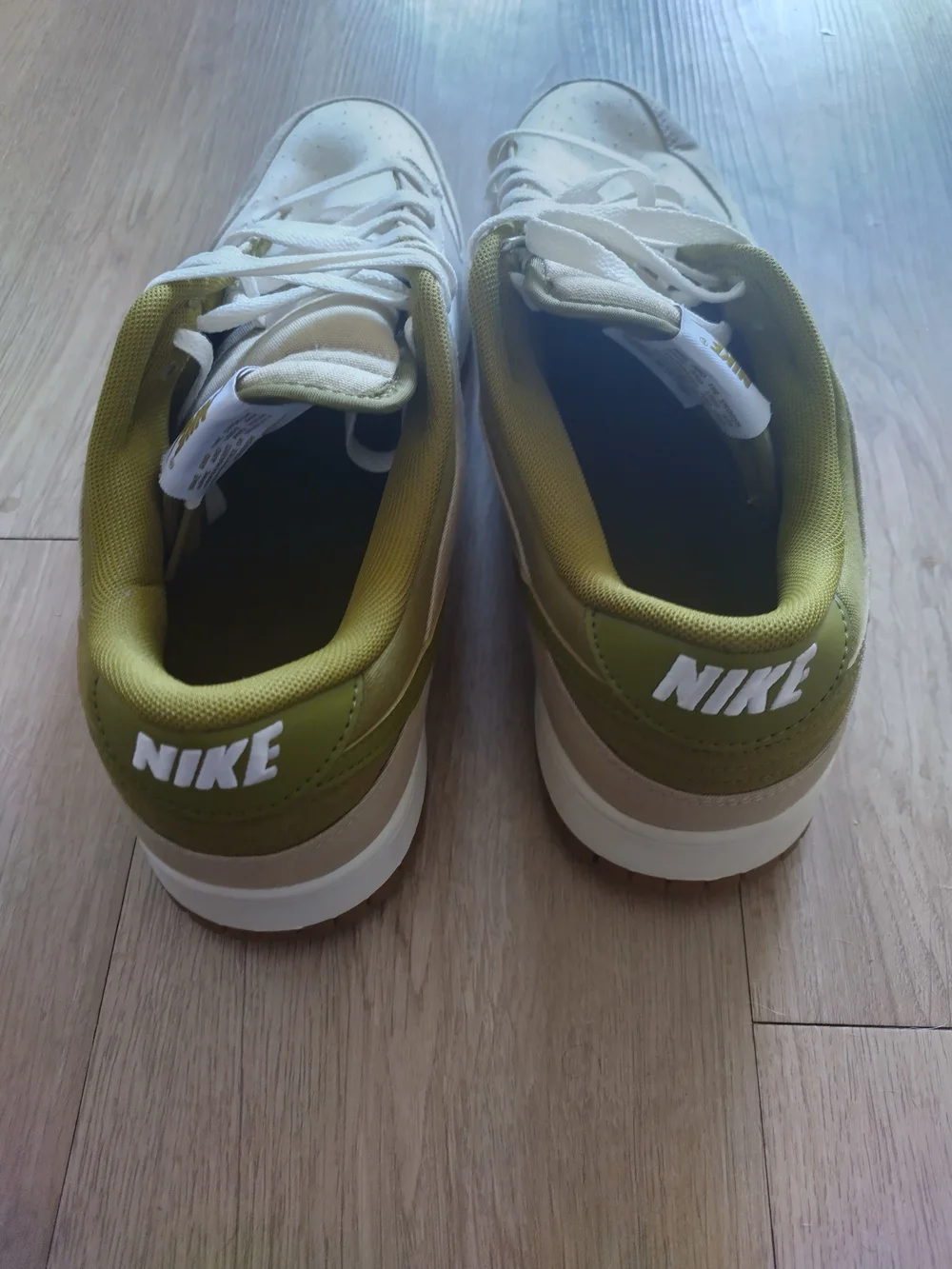 Nike Men’s White and Olive Green Low-Top Sneakers